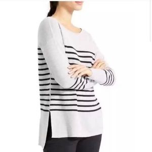 Athleta Women's Grey w/ Black Stripe Sweater Sz S